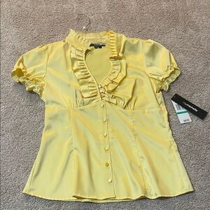 My Michelle Bright Yellow Ruffle Blouse